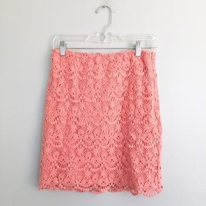 Ina Coral Pink Lace Crochet Mini Skirt